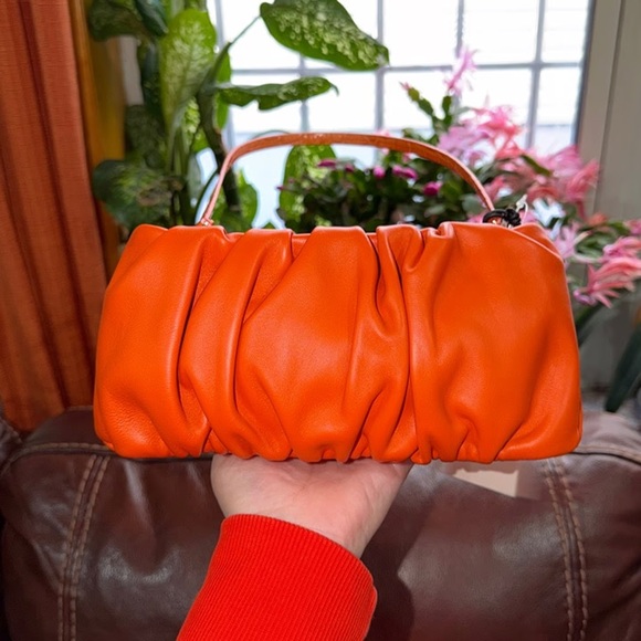 ‼️ NEW Staud Orange Leather Bean Shoulder Bag - Picture 3 of 12